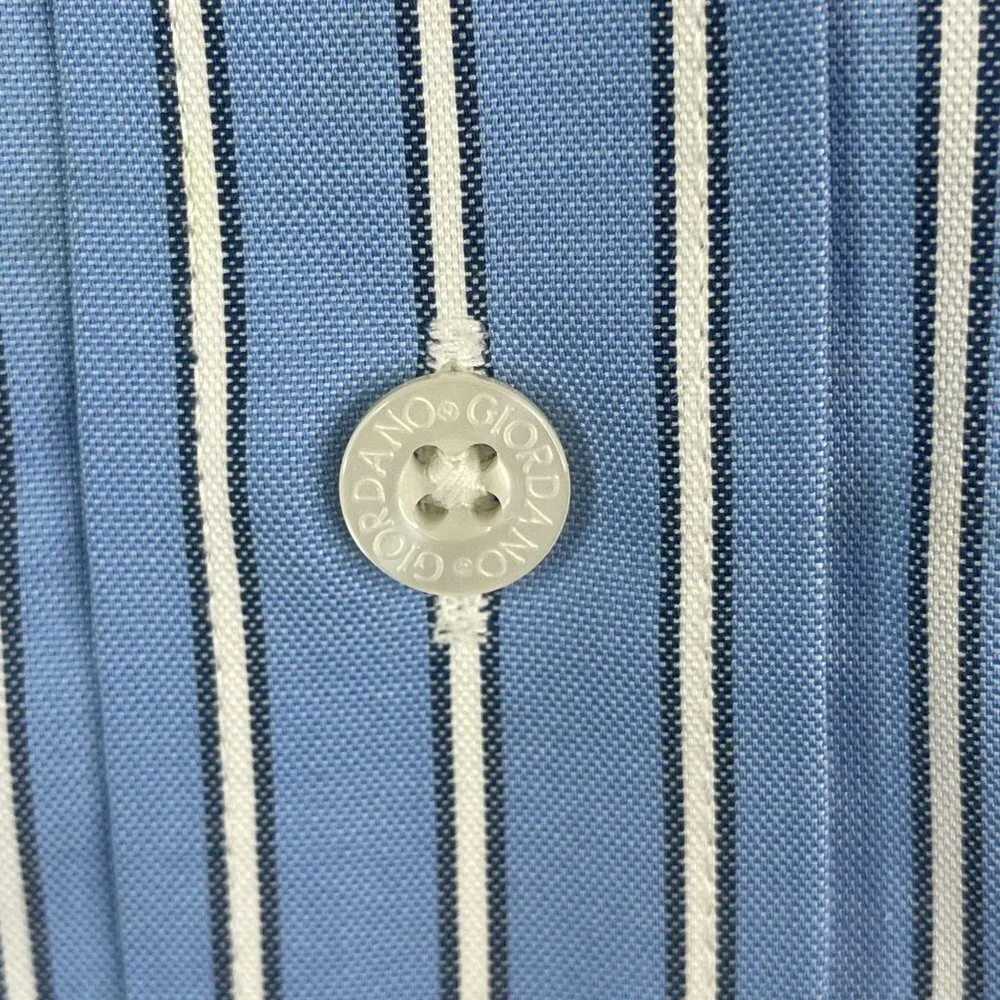 Giordano Button Down‎ Shirt Mens XL Blue Long Sleeve Vintage Eclectic Grandpa